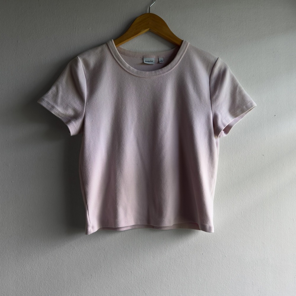 Sunday Best Aritzia Crewneck Slim Fit Tee Women L Pink Minimalist Basic T-Shirt
